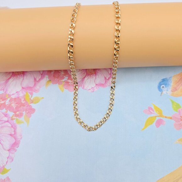 "Glossy Rose Gold Heart Link Chain Necklace, 23.6 Inch Romantic Style, XPNL0090 - Picture 3 of 12